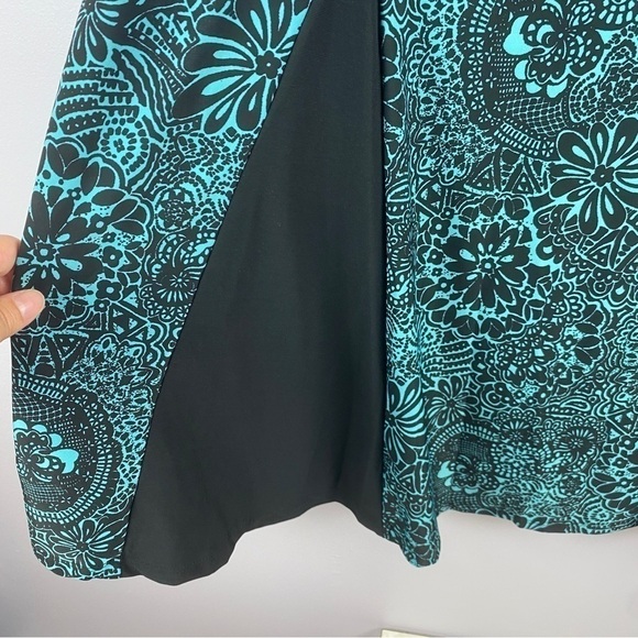 Flirty Pink Green Floral Rayon Crew Neck Longline Tunic Dress 2X - Picture 7 of 10